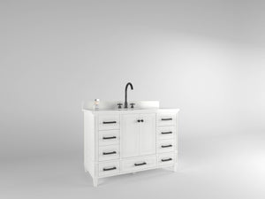 Windsor 47.5 in All Wood Vanity in Bright White - Cabinet Only