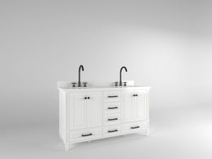 Windsor 60 Double in All Wood Vanity in Bright White - Cabinet Only