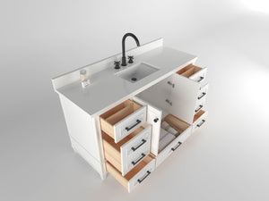Windsor 59.5 Single in All Wood Vanity in Bright White - Cabinet Only