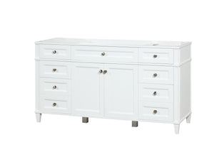 Kensington 60 Single in Solid Wood Vanity in Bright White - Cabinet Only Ethan Roth