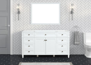 Kensington 60 Single in Solid Wood Vanity in Bright White - Cabinet Only Ethan Roth