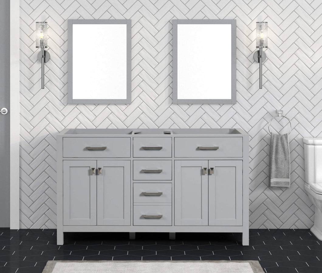 Ethan Roth London 60 Inch- Double Bathroom Vanity in Metal Gray Ethan Roth