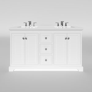 Marietta 59.5 inch Double Bathroom Vanity in White- Cabinet Only