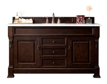 Load image into Gallery viewer, Brookfield 60&quot; Single Vanity, Burnished Mahogany w/ 3 CM Carrara Marble Top