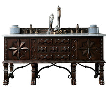 Load image into Gallery viewer, Balmoral 72&quot; Antique Walnut Double Vanity w/ 3 CM Carrara Marble Top