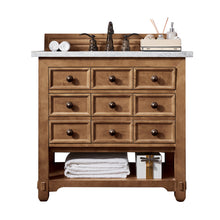Load image into Gallery viewer, Malibu 36&quot; Single Vanity, Honey Alder w/ 3 CM Arctic Fall Solid Surface Top
