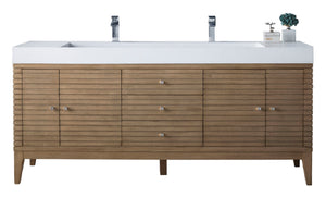 Linear 72" Double Vanity Whitewashed Walnut w/ Glossy White Composite Top