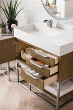 Load image into Gallery viewer, Columbia 36&quot; Single Vanity, Latte Oak w/ Glossy White Composite Top