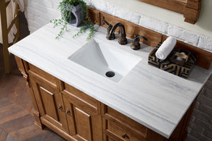 Brookfield 48" Single Vanity, Country Oak w/ 3 CM Arctic Fall Solid Surface Top