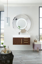 Load image into Gallery viewer, Mercer Island 36&quot; Single Vanity, Coffee Oak, Radiant Gold w/ Glossy White Composite Top