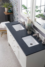 Load image into Gallery viewer, Palisades 60&quot; Double Vanity, Bright White, w/ 3 CM Charcoal Soapstone Quartz Top