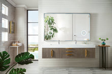 Load image into Gallery viewer, Mercer Island 72&quot; Double Vanity, Ash Gray, Radiant Gold w/ Glossy White Composite Top