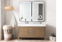 Load image into Gallery viewer, Linear 59&quot; Double Vanity Whitewashed Walnut w/ Glossy White Composite Top