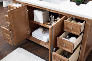 Providence 60" Single Vanity Cabinet, Driftwood, w/ 3 CM Classic White Quartz Top