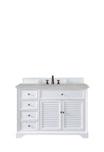 Load image into Gallery viewer, Savannah 48&quot; Single Vanity Cabinet, Bright White, w/ 3 CM Eternal Serena Quartz Top