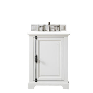 Providence 26" Single Vanity Cabinet, Bright White, w/ 3 CM Classic White Quartz Top