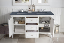 Load image into Gallery viewer, Palisades 60&quot; Double Vanity, Bright White, w/ 3 CM Charcoal Soapstone Quartz Top
