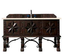 Load image into Gallery viewer, Balmoral 60&quot; Single Vanity Cabinet, Antique Walnut, w/ 3 CM Eternal Marfil Quartz Top