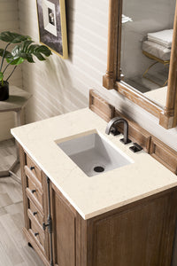 Providence 36" Single Vanity Cabinet, Driftwood, w/ 3 CM Eternal Marfil Quartz Top