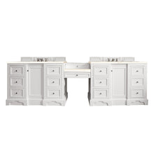 Load image into Gallery viewer, De Soto 118&quot; Double Vanity Set, Bright White w/ Makeup Table, 3 CM Eternal Marfil Quartz Top James Martin