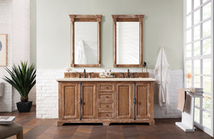 Providence 72" Double Vanity Cabinet, Driftwood, w/ 3 CM Eternal Marfil Quartz Top