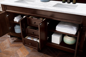 Bathroom Vanities Outlet Atlanta Renovate for LessBrookfield 72" Double Vanity, Burnished Mahogany w/ 3 CM Arctic Fall Solid Surface Top