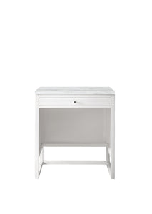 Athens 30"  Countertop  Unit (makeup counter), Glossy White w/ 3 CM Arctic Fall Solid Surface Top