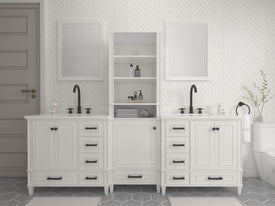 Windsor 96 inch All Wood Vanity in White - Cabinet Only