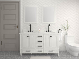 Windsor 59.5 Double in All Wood Vanity in Bright White - Cabinet Only