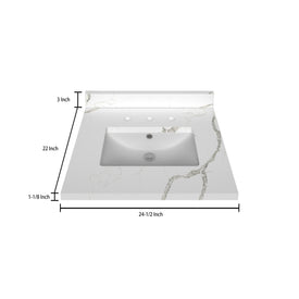 Stock Top 3 CM Calacatta White Quartz 24.5 In W x 22 In D