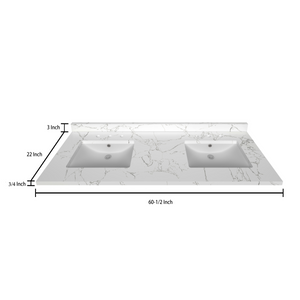 Stock Top 2 CM Carrara White 60.5 Double In W x 22 In D