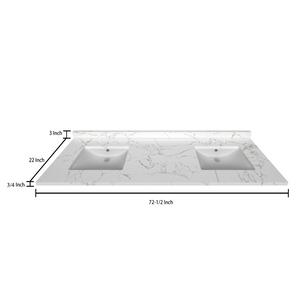 Stock Top 2 CM Carrara White 72.5 In W x 22 In D