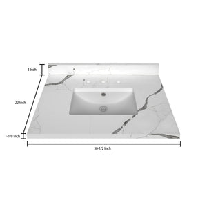 Stock Top 3 CM Calacatta White Quartz 30.5 In W x 22 In D