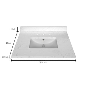 Stock Top 3 CM Carrara White Quartz 30.5 In W x 22 In D