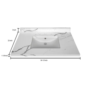 Stock Top 3 CM Calacatta White Quartz 36.5 In W x 22 In D