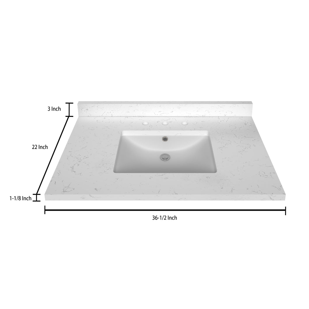 Stock Top 3 CM Carrara White Quartz 36.5 In W x 22 In D