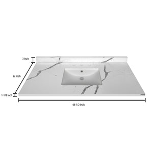 Stock Top 3 CM Calacatta White Quartz 48.5 In W x 22 In D