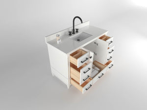 Windsor 47.5 in All Wood Vanity in Bright White - Cabinet Only
