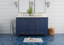 Load image into Gallery viewer, Windsor 59.5 Double in All Wood Vanity in Navy Blue - Cabinet Only