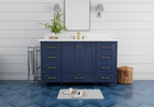 Windsor 59.5 Single in All Wood Vanity in Navy Blue - Cabinet Only