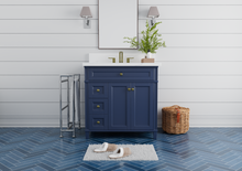 Load image into Gallery viewer, Kensington 35.5 Left Drawers in All Wood Vanity in Navy Blue - Cabinet Only SFD