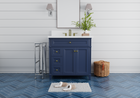Kensington 35.5 Left Drawers in All Wood Vanity in Navy Blue - Cabinet Only SFD