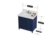 Load image into Gallery viewer, Kensington 35.5 Left Drawers in All Wood Vanity in Navy Blue - Cabinet Only SFD