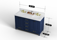 Load image into Gallery viewer, Windsor 59.5 Double in All Wood Vanity in Navy Blue - Cabinet Only