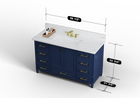 Windsor 59.5 Single in All Wood Vanity in Navy Blue - Cabinet Only