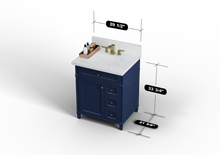 Load image into Gallery viewer, Kensington 29.5 Right Drawers in All Wood Vanity in Navy Blue - Cabinet Only