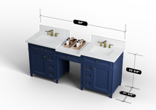 Load image into Gallery viewer, Kensington 84 in All Wood Vanity in Navy Blue - Cabinet Only