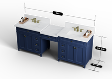 Load image into Gallery viewer, Kensington 96 inch All Wood Vanity in Navy Blue - Cabinet Only