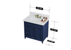 Kensington 35.5 Left Drawers in All Wood Vanity in Navy Blue - Cabinet Only