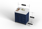 Kensington 35.5 Right Drawers in All Wood Vanity in Navy Blue - Cabinet Only SFD